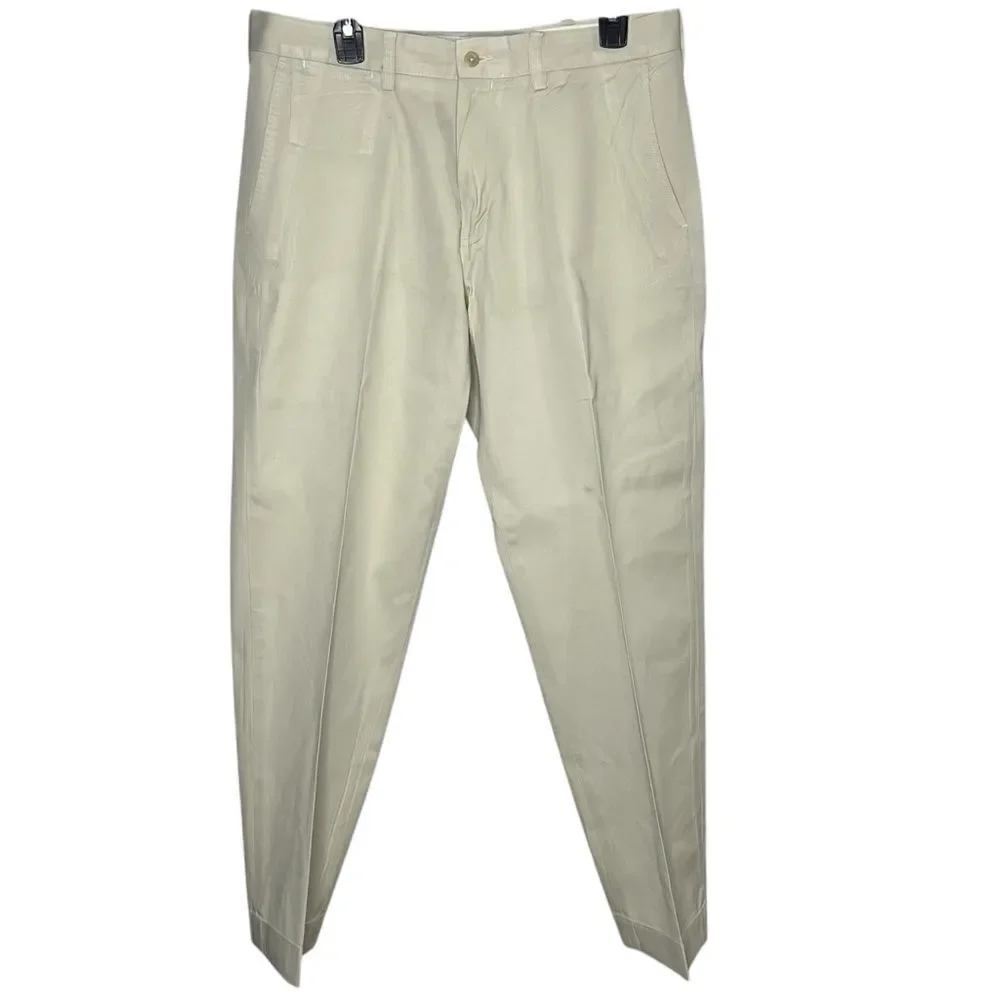 Polo by Ralph Lauren Preston Pant Kaki Tan Cotton Men Dress Pant Size 34/30